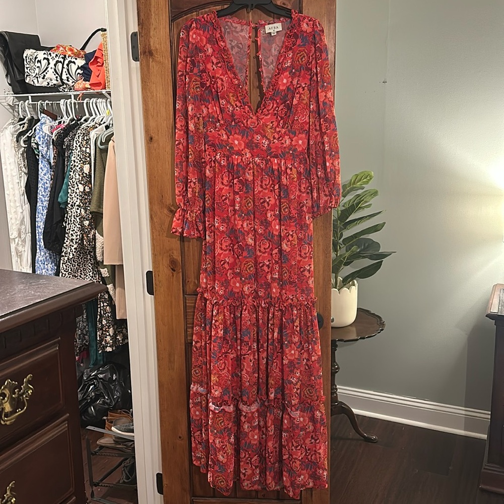 Long Sleeve Pink Maxi Dress